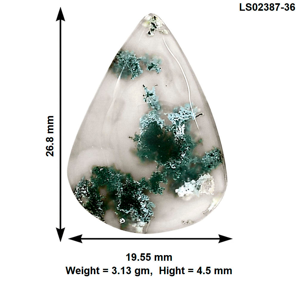 Horse Canyon Moss Agate 26.8x19.55x4.5 mm Pear Gemstone LS02387-36
