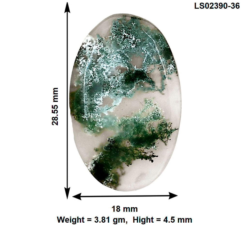 Horse Canyon Moss Agate 28.55x18x4.5 mm Oval Gemstone LS02390-36
