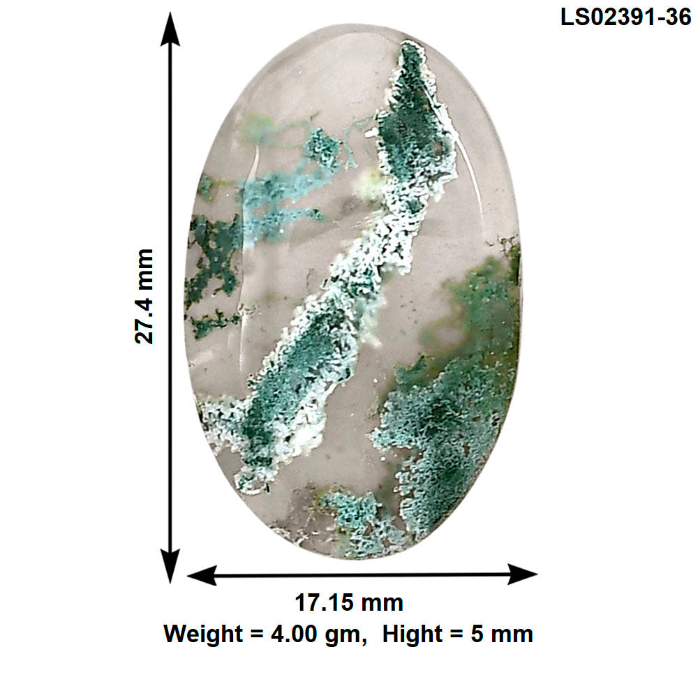 Horse Canyon Moss Agate 27.4x17.15x5 mm Oval Gemstone LS02391-36