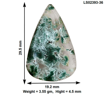 Horse Canyon Moss Agate 29.5x19.2x4.5 mm Pear Gemstone LS02393-36