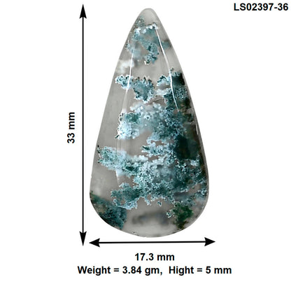 Horse Canyon Moss Agate 33x17.3x5 mm Pear Gemstone LS02397-36