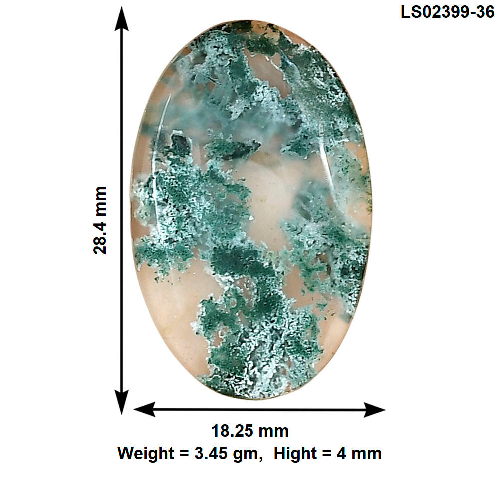 Horse Canyon Moss Agate 28.4x18.25x4 mm Oval Gemstone LS02399-36