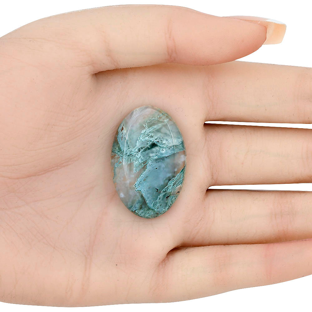 Horse Canyon Moss Agate 33.55x22.4x6.4 mm Oval Gemstone LS02401-36