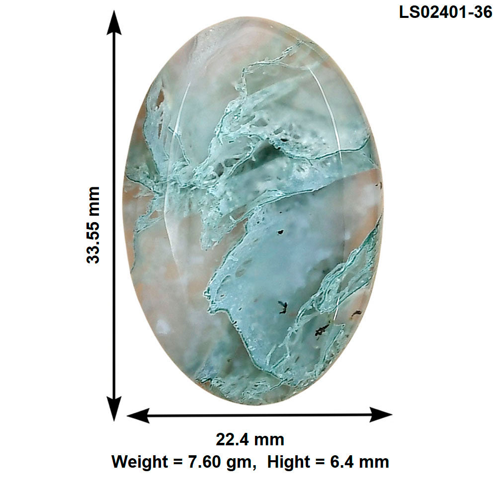 Horse Canyon Moss Agate 33.55x22.4x6.4 mm Oval Gemstone LS02401-36