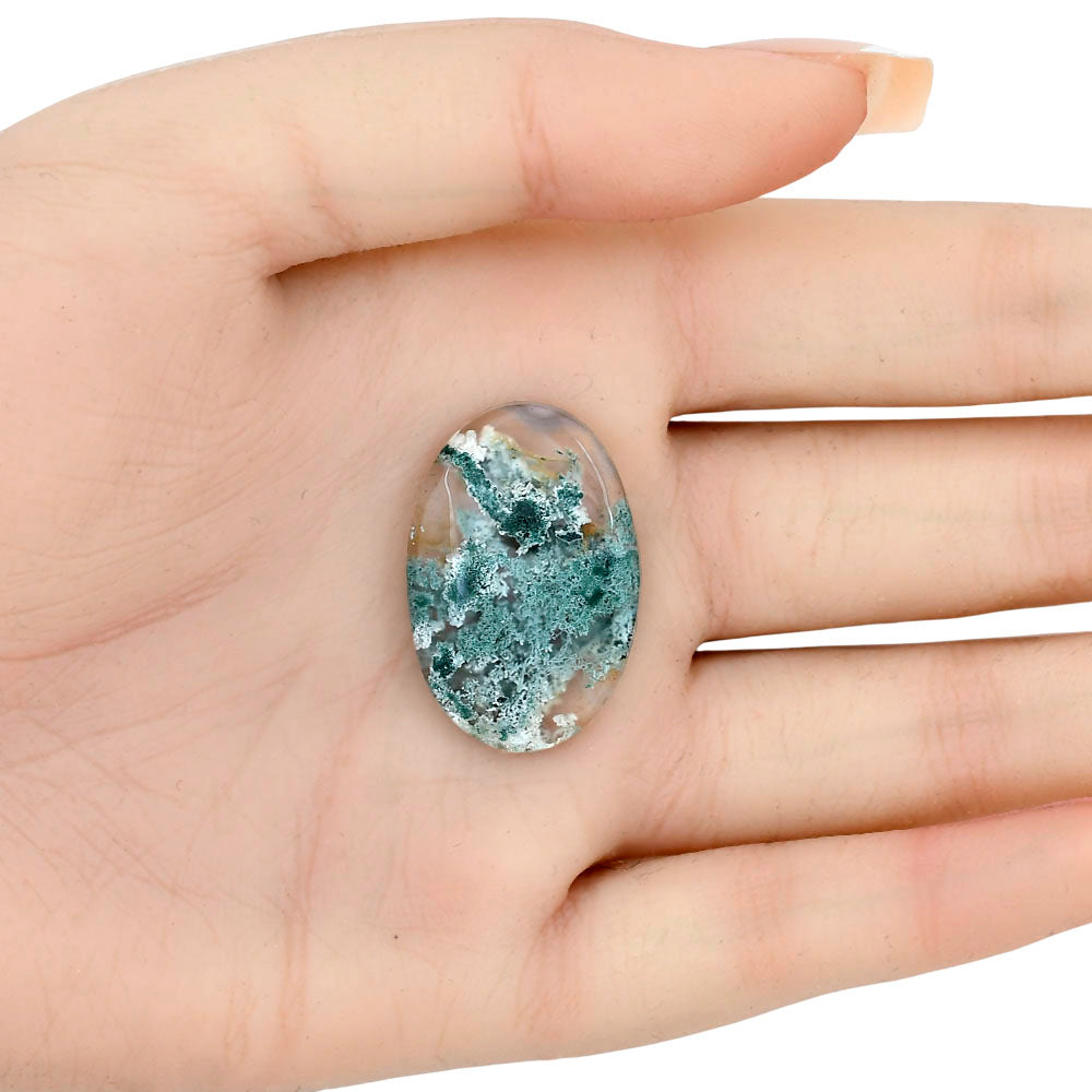 Horse Canyon Moss Agate 29.8x19.8x5.4 mm Oval Gemstone LS02402-36