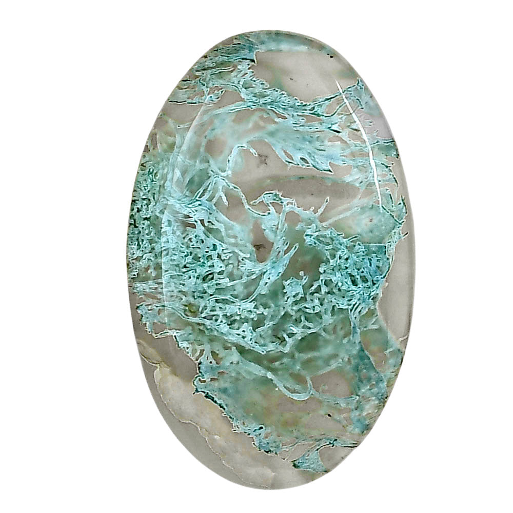 Horse Canyon Moss Agate 33.8x21.2x5 mm Oval Gemstone LS02403-36