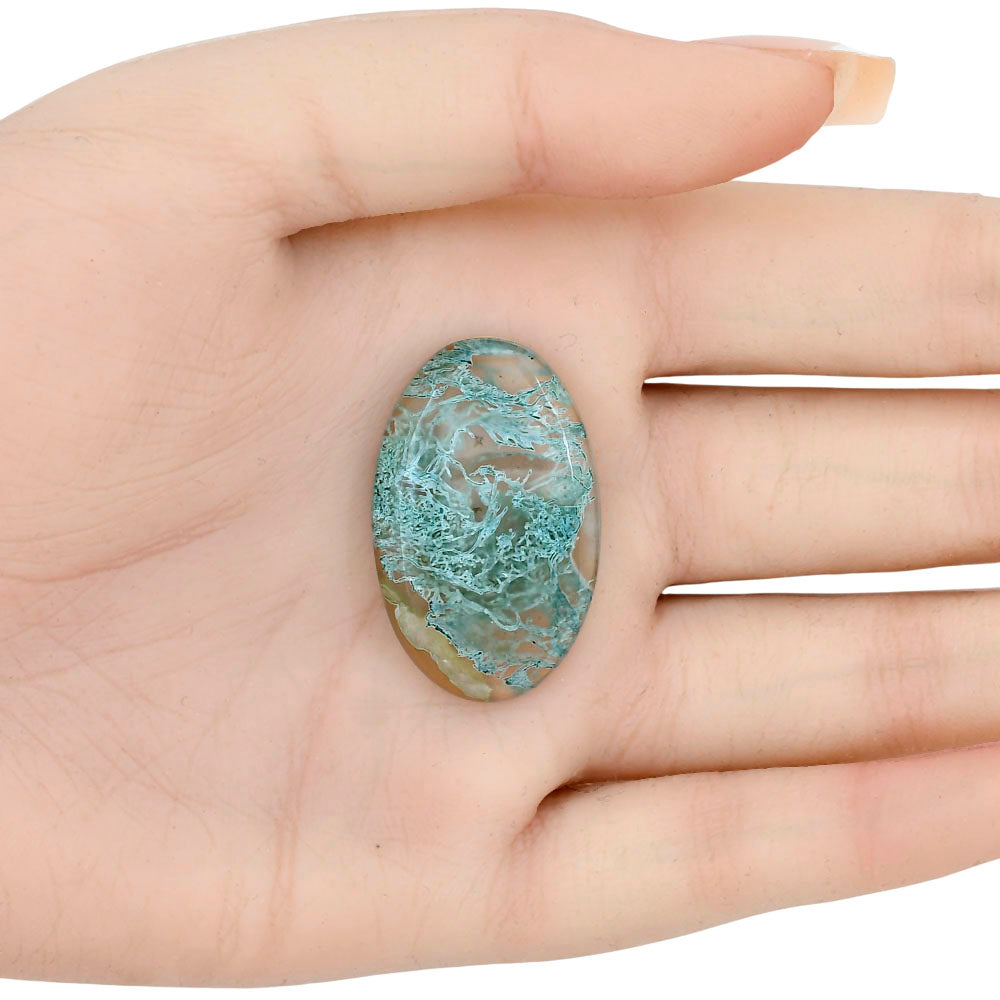 Horse Canyon Moss Agate 33.8x21.2x5 mm Oval Gemstone LS02403-36