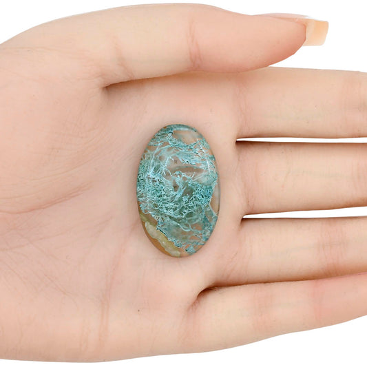 Horse Canyon Moss Agate 33.8x21.2x5 mm Oval Gemstone LS02403-36