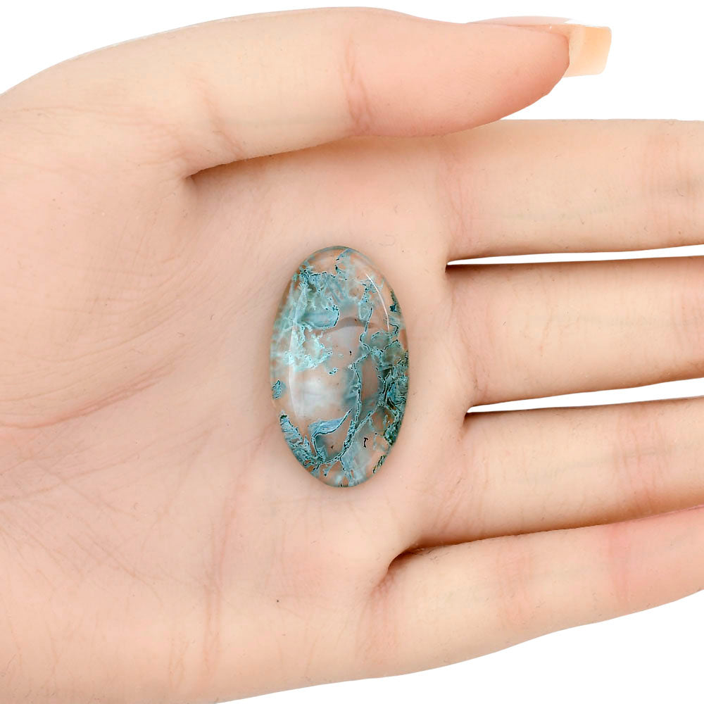 Horse Canyon Moss Agate 31.7x18.4x5 mm Oval Gemstone LS02404-36