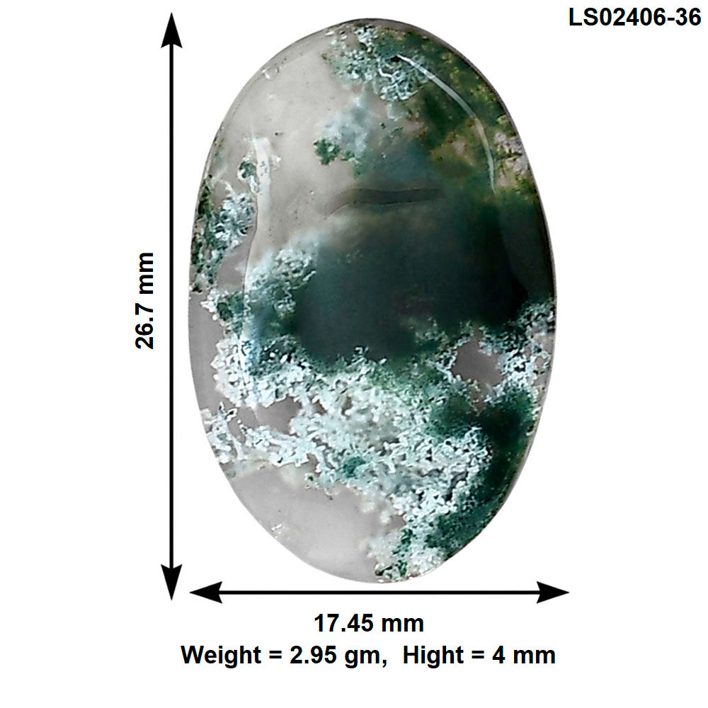 Horse Canyon Moss Agate 26.7x17.45x4 mm Oval Gemstone LS02406-36
