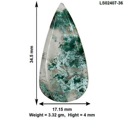 Horse Canyon Moss Agate 34.5x17.15x4 mm Pear Gemstone LS02407-36