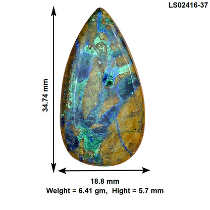 Azurite Chrysocolla 34.74x18.8x5.7 mm Pear Gemstone LS02416-37