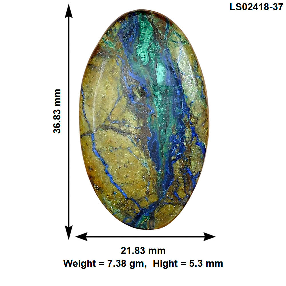 Azurite Chrysocolla 36.83x21.83x5.3 mm Oval Gemstone LS02418-37