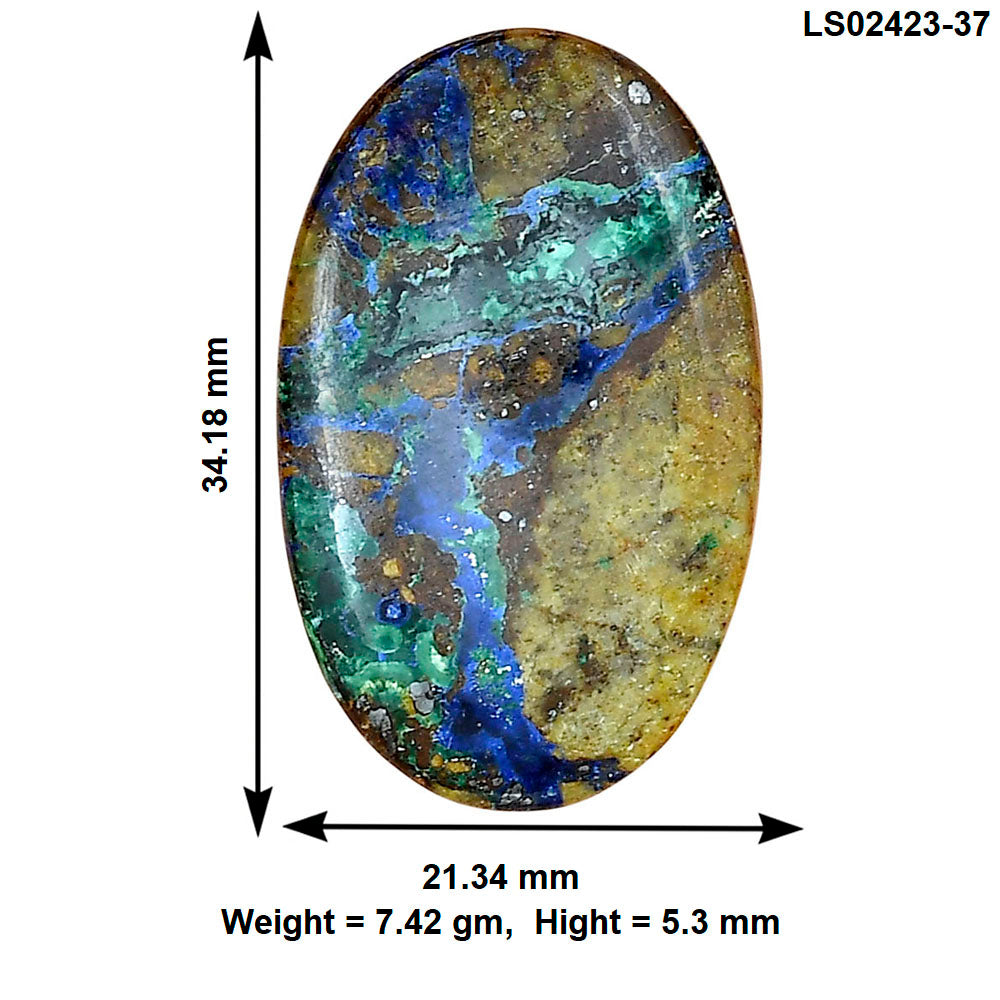 Azurite Chrysocolla 34.18x21.34x5.3 mm Oval Gemstone LS02423-37