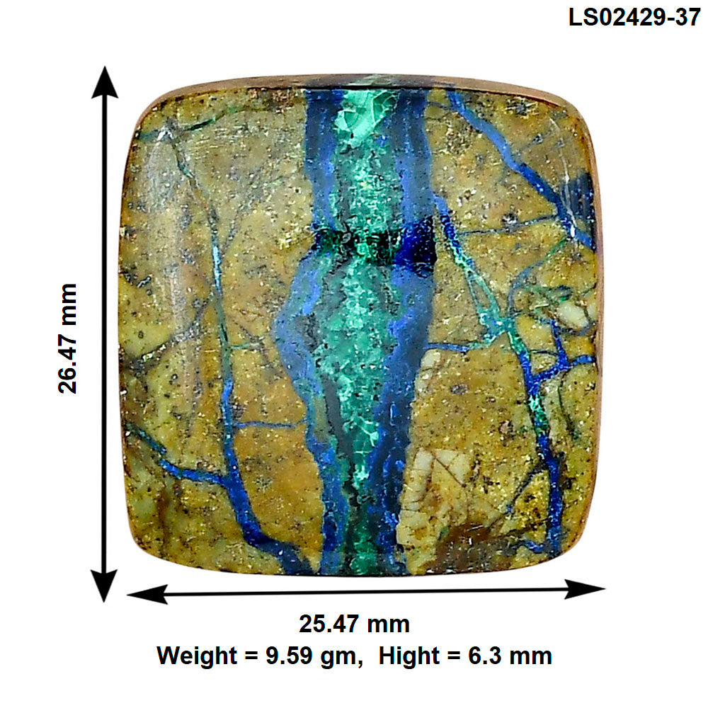 Azurite Chrysocolla 26.47x25.47x6.3 mm Baguette Gemstone LS02429-37