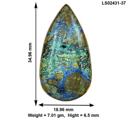 Azurite Chrysocolla 34.96x18.96x6.5 mm Pear Gemstone LS02431-37