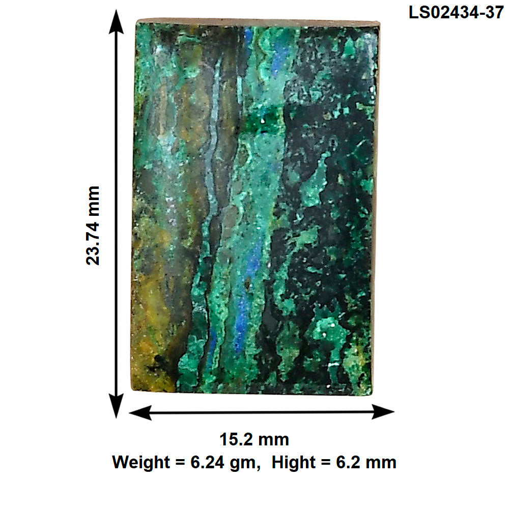 Azurite Chrysocolla 23.74x15.2x6.2 mm Baguette Gemstone LS02434-37