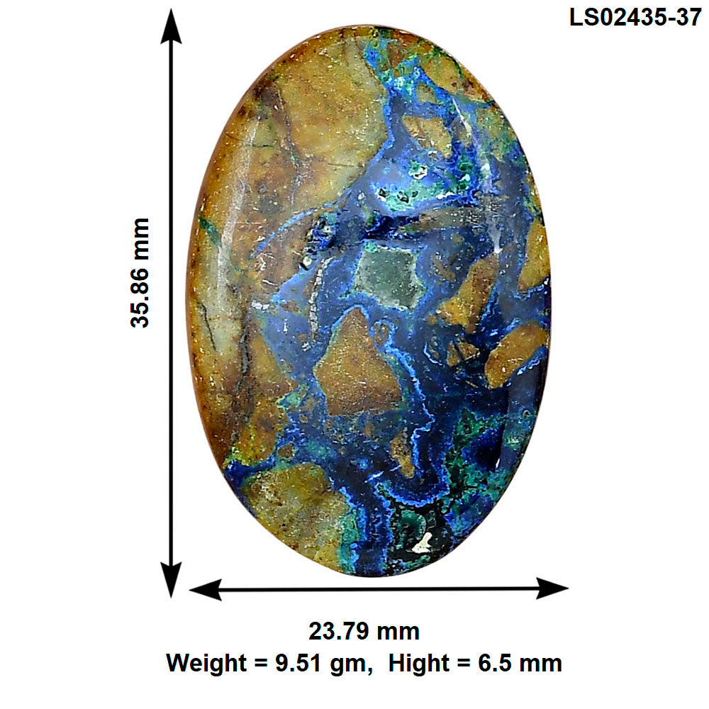 Azurite Chrysocolla 35.86x23.79x6.5 mm Oval Gemstone LS02435-37