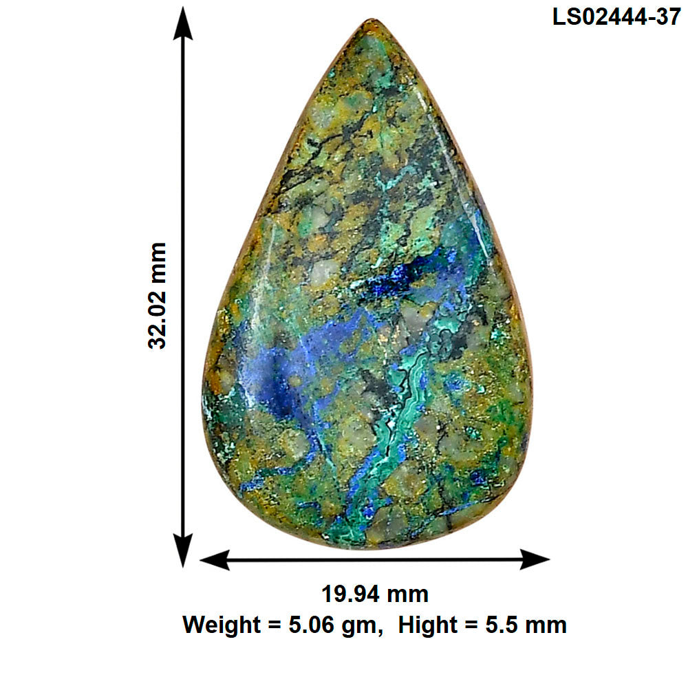 Azurite Chrysocolla 32.02x19.94x5.5 mm Pear Gemstone LS02444-37