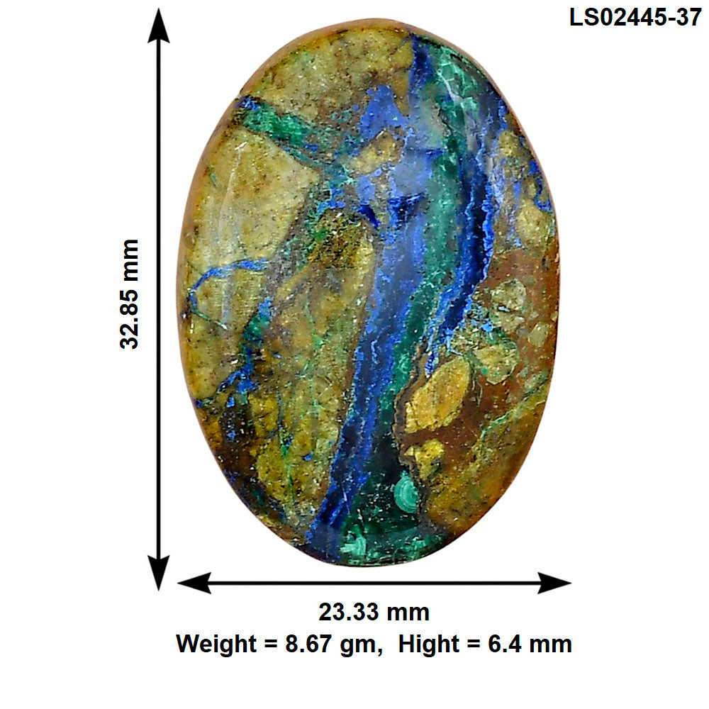 Azurite Chrysocolla 32.85x23.33x6.4 mm Oval Gemstone LS02445-37