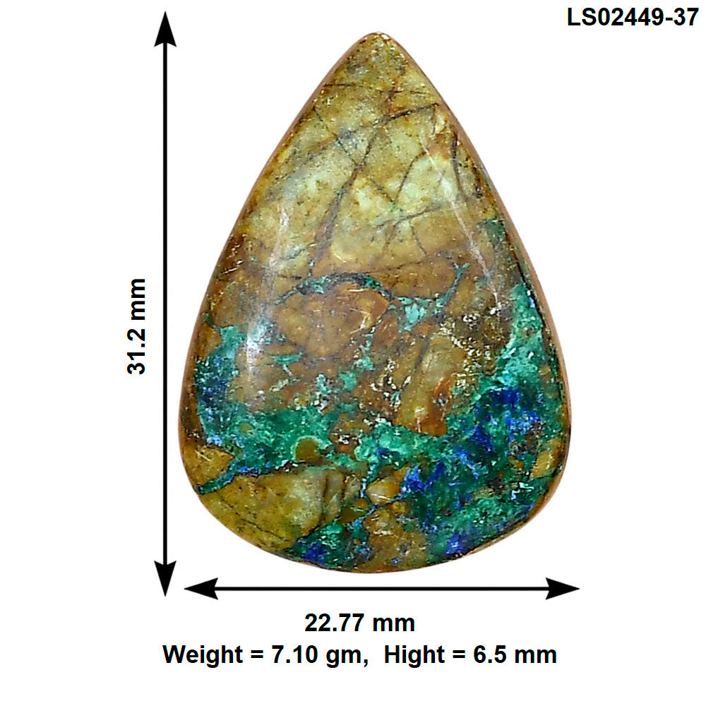 Azurite Chrysocolla 31.2x22.77x6.5 mm Pear Gemstone LS02449-37