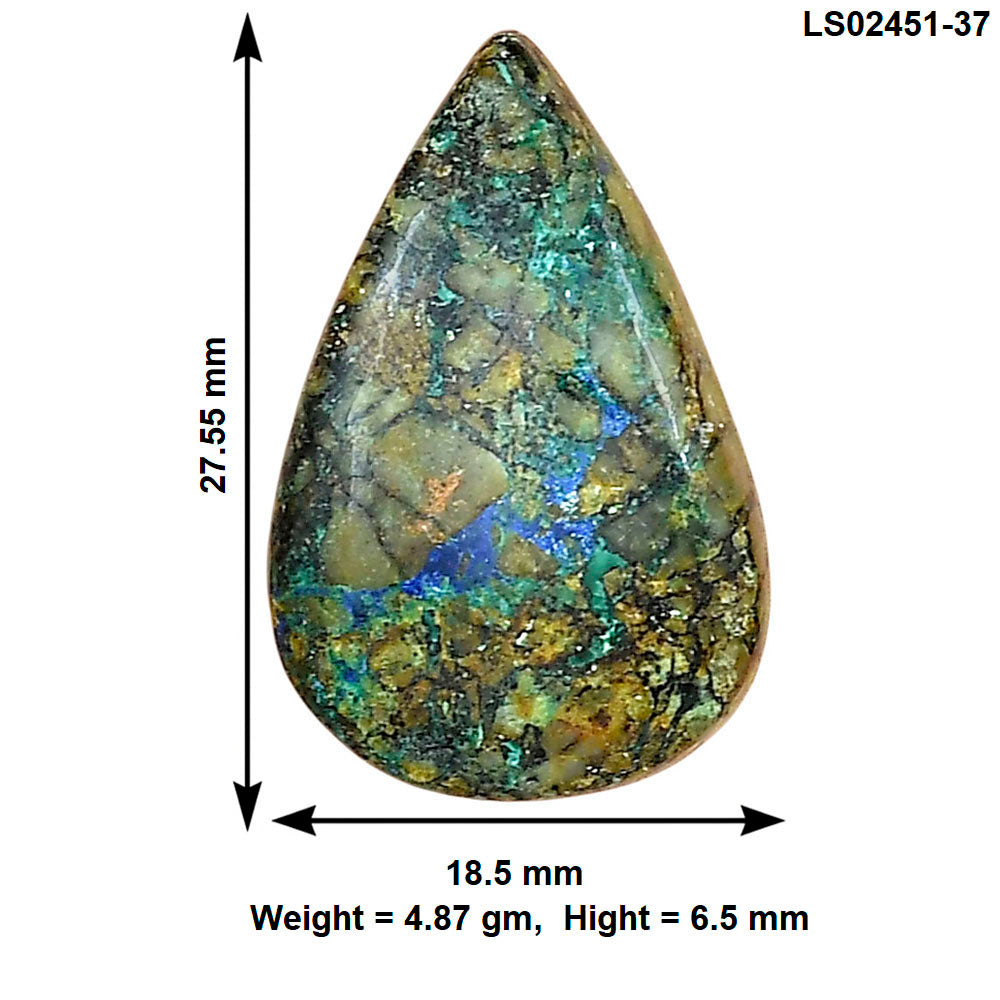 Azurite Chrysocolla 27.55x18.5x6.5 mm Pear Gemstone LS02451-37