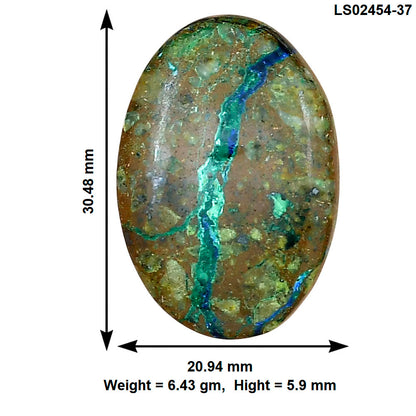 Azurite Chrysocolla 30.48x20.94x5.9 mm Oval Gemstone LS02454-37