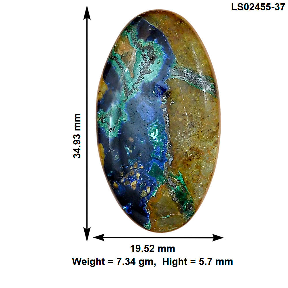 Azurite Chrysocolla 34.93x19.52x5.7 mm Oval Gemstone LS02455-37