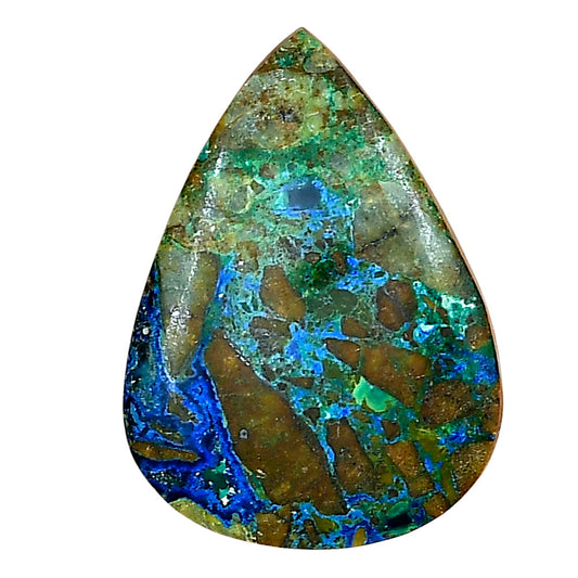 Azurite Chrysocolla 29.52x21.46x5.4 mm Pear Gemstone LS02456-37