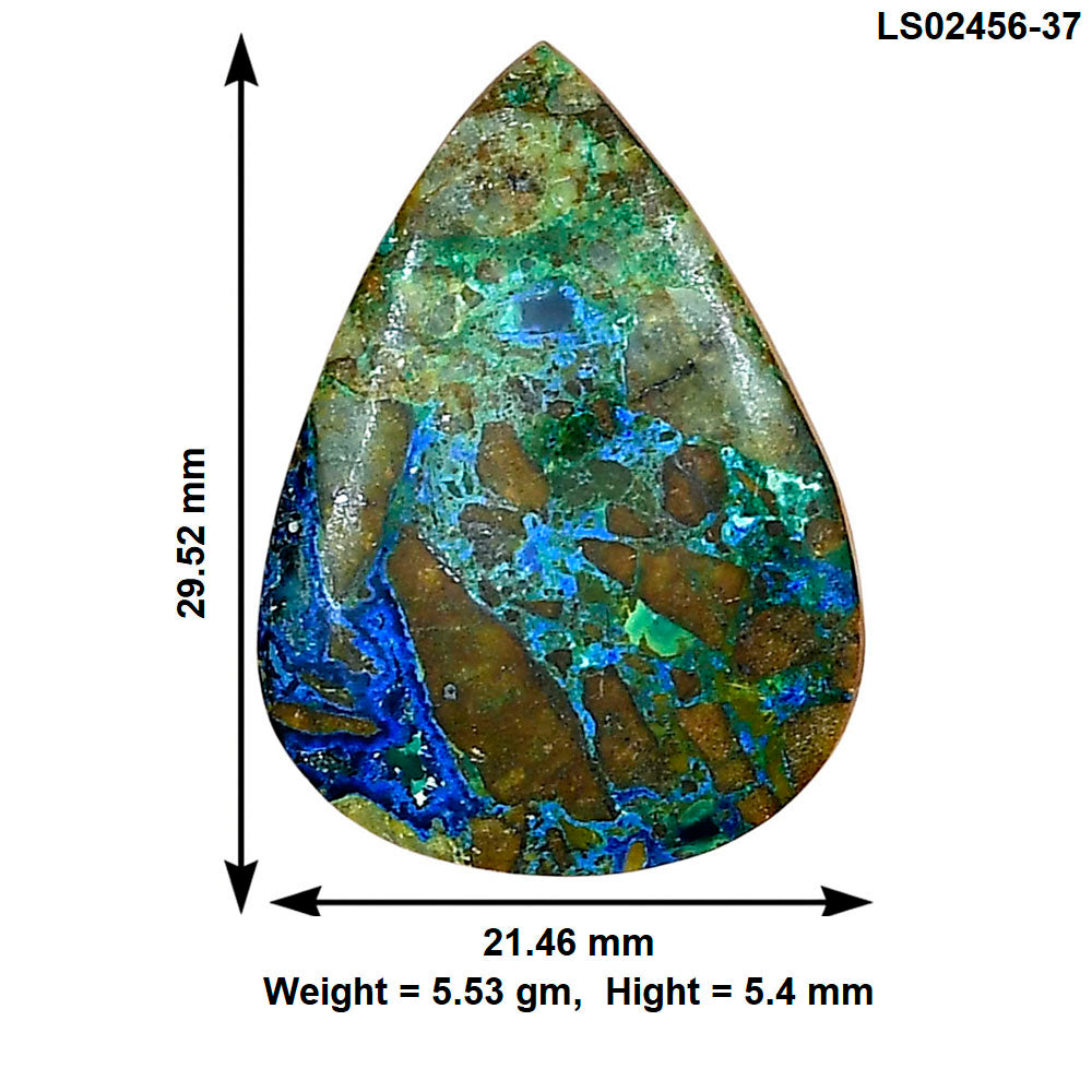 Azurite Chrysocolla 29.52x21.46x5.4 mm Pear Gemstone LS02456-37