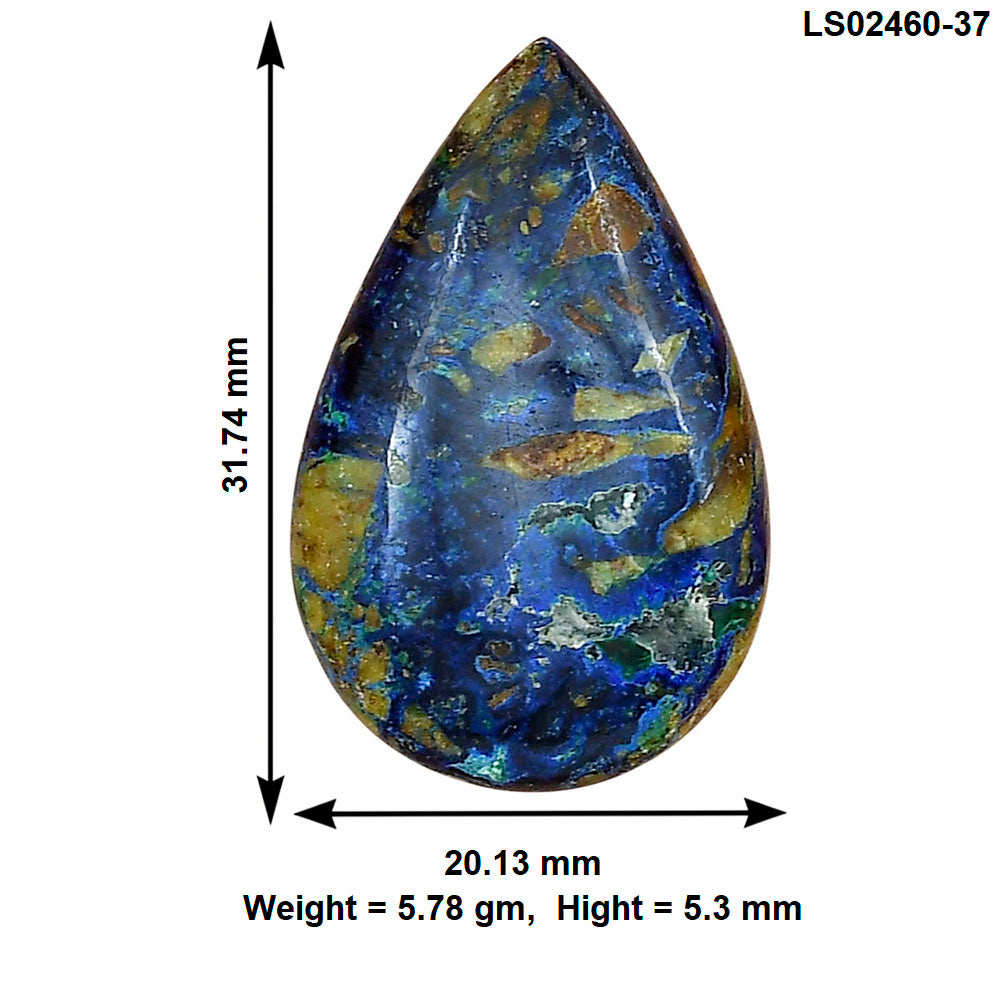 Azurite Chrysocolla 31.74x20.13x5.3 mm Pear Gemstone LS02460-37