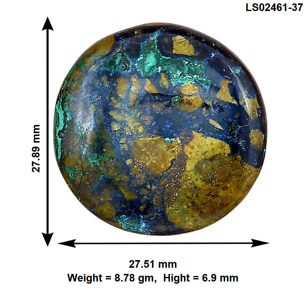 Azurite Chrysocolla 27.89x27.51x6.9 mm Round Gemstone LS02461-37