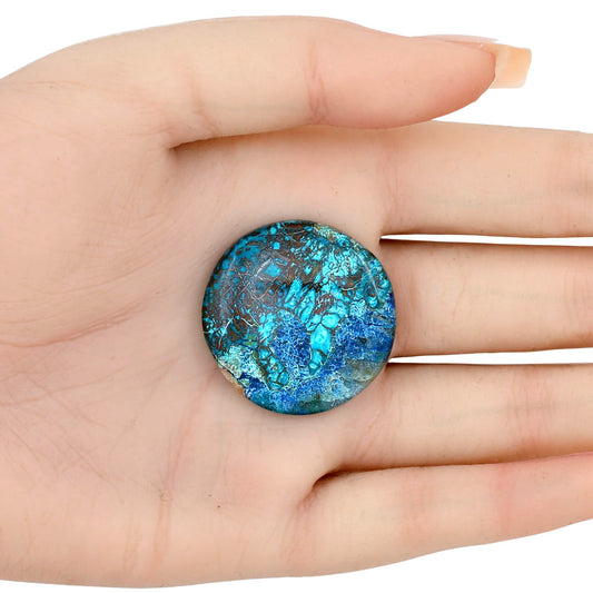 Shattuckite 30.95x30.46x5.6 mm Round Gemstone LS02512-39