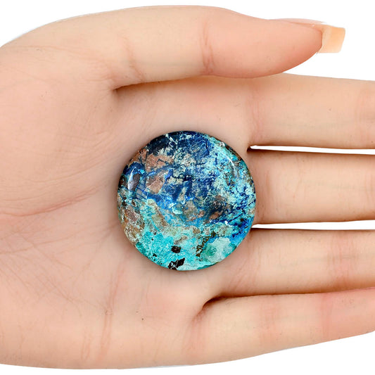 Shattuckite 34.69x34.29x6.8 mm Round Gemstone LS02523-39