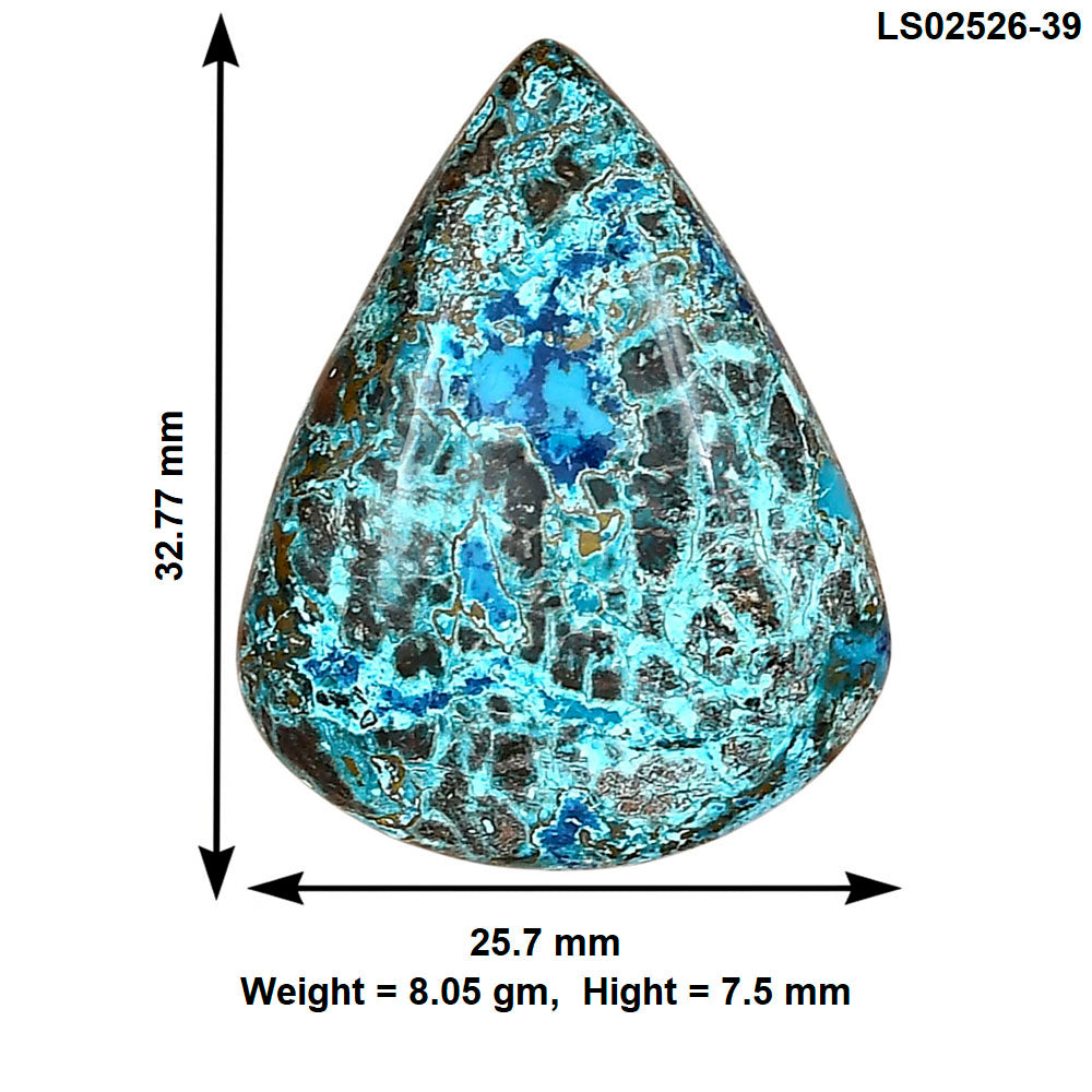 Shattuckite 32.77x25.7x7.5 mm Pear Gemstone LS02526-39