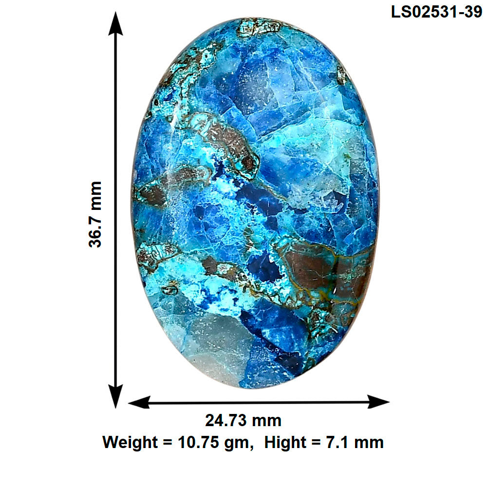 Shattuckite 36.7x24.73x7.1 mm Oval Gemstone LS02531-39