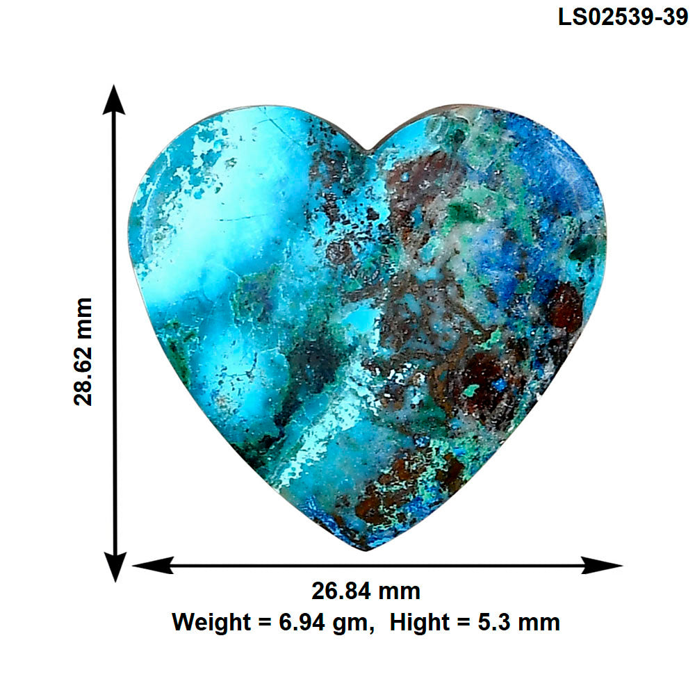 Shattuckite 28.62x26.84x5.3 mm Heart Gemstone LS02539-39