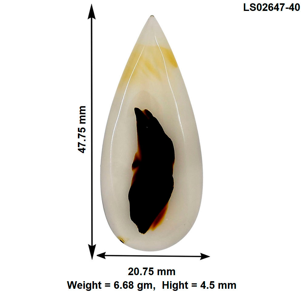 Montana Agate 47.75x20.75x4.5 mm Pear Gemstone LS02647-40