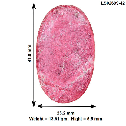 Pink Thulite 41.8x25.2x5.5 mm Oval Gemstone LS02699-42