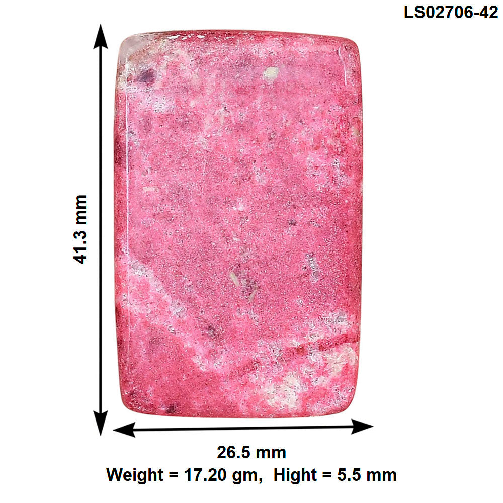 Pink Thulite 41.3x26.5x5.5 mm Baguette Gemstone LS02706-42