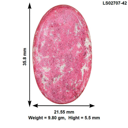 Pink Thulite 35.8x21.55x5.5 mm Oval Gemstone LS02707-42