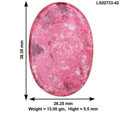 Pink Thulite 38.35x26.25x5.5 mm Oval Gemstone LS02733-42