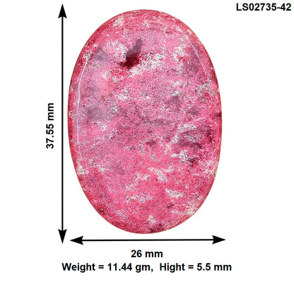 Pink Thulite 37.55x26x5.5 mm Oval Gemstone LS02735-42