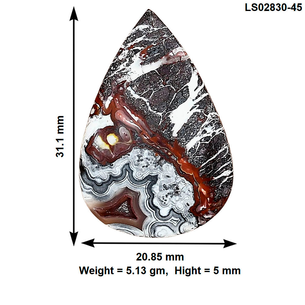Laguna Lace Agate 31.1x20.85x5 mm Pear Gemstone LS02830-45