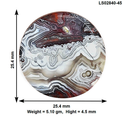 Laguna Lace Agate 25.4x25.4x4.5 mm Round Gemstone LS02840-45