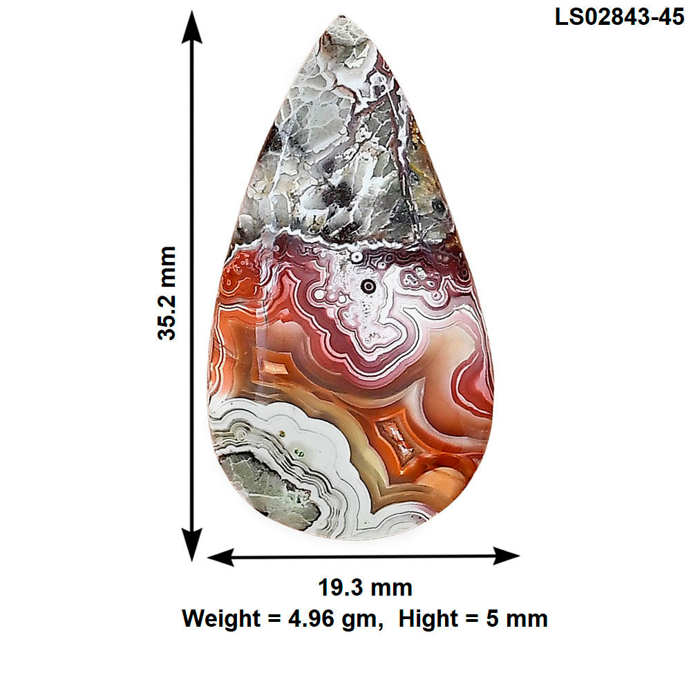 Laguna Lace Agate 35.2x19.3x5 mm Pear Gemstone LS02843-45