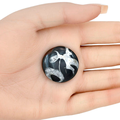 Black Septarian 28.5x28.5x5.5 mm Round Gemstone LS02881-47