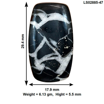 Black Septarian 29.4x17.9x5.5 mm Baguette Gemstone LS02885-47