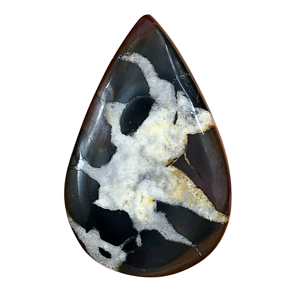 Black Septarian 34.3x22x5.7 mm Pear Gemstone LS02893-47