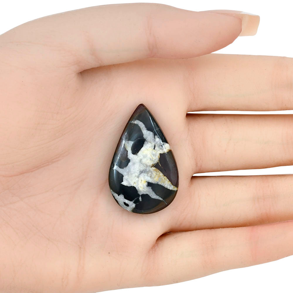 Black Septarian 34.3x22x5.7 mm Pear Gemstone LS02893-47